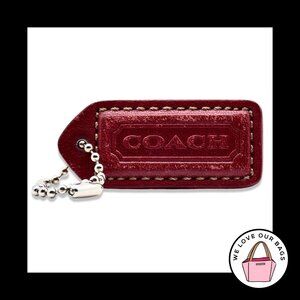 2" Medium Y2K VINTAGE COACH Red Leather Nickel Fob Bag Charm Keychain Hang Tag